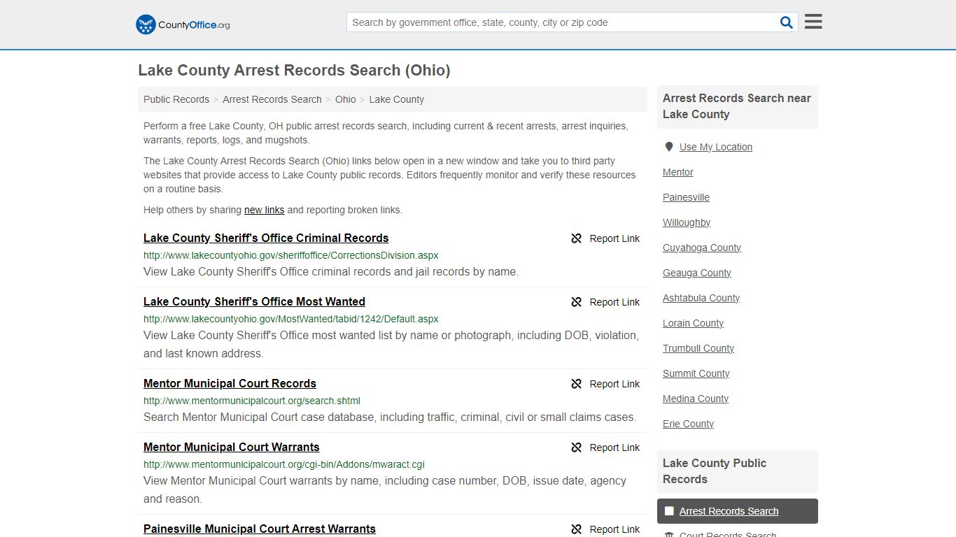 Arrest Records Search - Lake County, OH (Arrests & Mugshots)